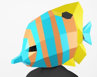 Tropical Fish Mask: Polygonal Papercraft Costume (PDF Template)