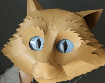 Animated Raccoon Mask Template – Moving Pupils & Ears, 2-in-1