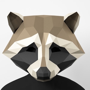 Raccoon Mask: Polygonal Papercraft Animal Costume (PDF Template)