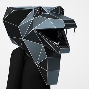 Mascara de Serpiente Masculina Papercraft, Plantilla diy, Plantilla PDF Traje Low Poly, Máscara 3D, Paper Craft Poligonal, Plantilla pdf Archivos DXF y SVG