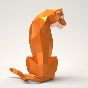 Bengal Tiger Papercraft Template, Decor Diy, Papercraft Gift, Low Poly Model,  PDF A4 Template DXF and SVG files