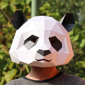 Panda Low Poly Mask, DIY Paper Craft Mask, PDF Template For 3D Masks, Polygonal Paper Art, Papermask, 3d mask, Costume diy