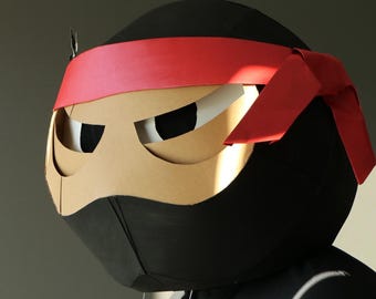 Animated Ninja & Salute, Sphere Mask (3-in-1) – Squinting Eyes, DIY Template