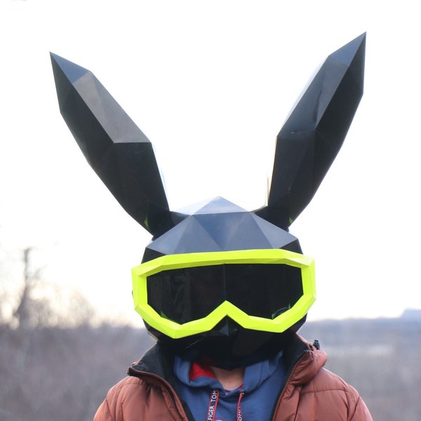 Rabbit mask PDF template Format A3, Snowboarder, DIY Papercraft Mask, Hare mask, Easter bunny, Costume diy, Paper craft, Kid costume