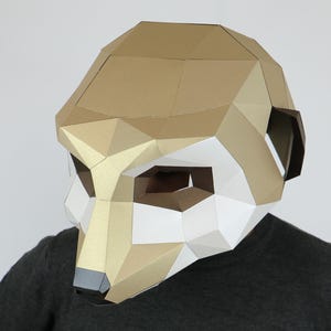 Maschera di suricato Maschera poligonale Mongoose PDF template, Suricato divertente, Animali africani, Arte di carta poligonale, Carta artigianale PDF, Low poly, Maschera 3d