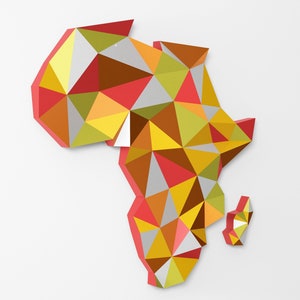 Decoración de pared de África, Patrón de bricolaje, Plantilla PDF, Regalo de decoración del hogar, Continente oscuro, Mapa de África, Poligonal