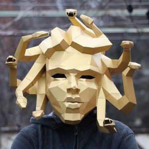 Medusa Gorgon Mask PDF Template, Medusa Gorgon Costume, Cosplay Paper Mask