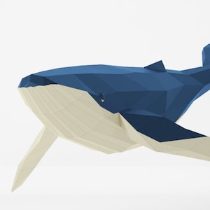 Blue Whale 3D Papercraft: Low Poly Model, DIY Home Decor (PDF Template)