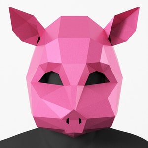 Polygonal Pig Mask: 3D Papercraft Costume DIY (PDF Template)