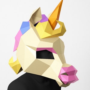 Rainbow Unicorn Mask: DIY Papercraft Costume (PDF Template)