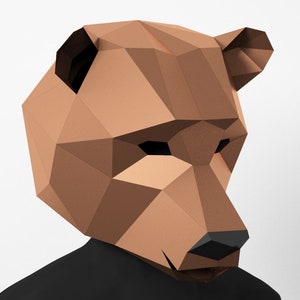 Low Poly Brown Bear Mask: DIY Papercraft Costume (PDF Template)