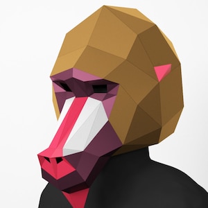 Babianmask DIY: Låg poly papperspysselkostym (PDF-mall)