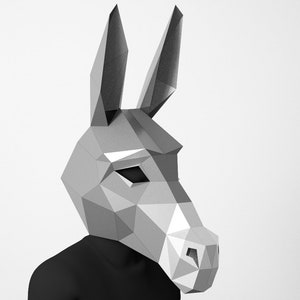 Polygonal Donkey Mask: 3D Papercraft Costume DIY (PDF Template)