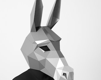 Polygonal Donkey Mask: 3D Papercraft Costume DIY (PDF Template)