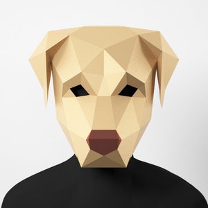 Dog Mask, 3D Mask, Labrador Mask, Cardboard Dog Mask, Dog gift, Dog Papercraft, Low Poly Mask Poligonal, Paper Craft, DIY Mask, PDF Template
