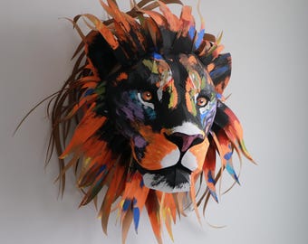 Lion Wall Head – Paper Craft Template for DIY Bold Wall Decor