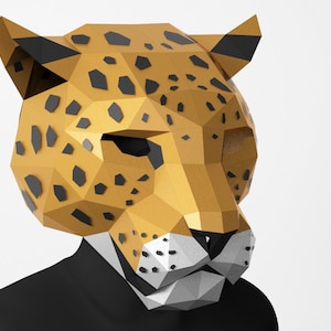 Jaguar Mask, 3d Mask, PDF Assembly Template, DIY Papercraft Mask, Low ...
