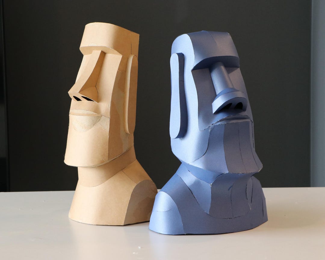Paper Moai Easter Island Moai Head – 2 Papercraft Templates (design 1 & 2, DIY ...
