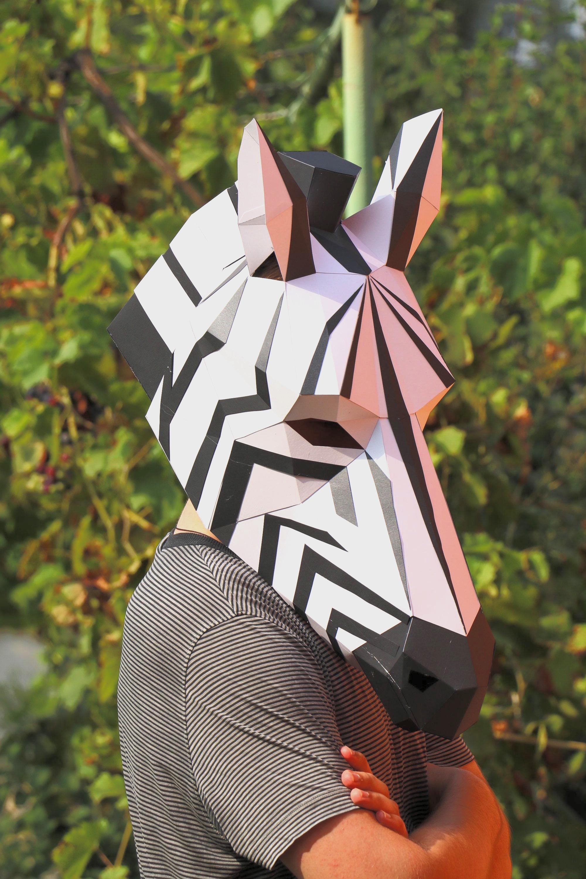 Low Poly Zebra Mask: DIY Papercraft Costume (PDF Template) - Etsy
