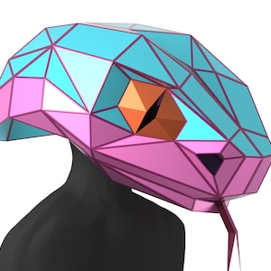Maschera serpente della foresta, modello fai da te, maschera per bambini, modello PDF costume Low Poly, maschera 3D, Paper Craft Poligonale, file pdfTemplate DXF e SVG