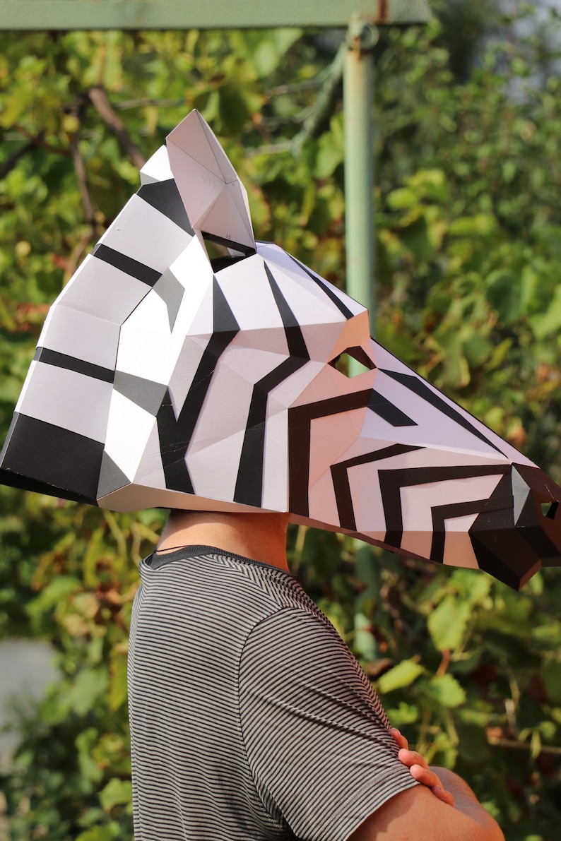Low Poly Zebra Mask: DIY Papercraft Costume (PDF Template) - Etsy