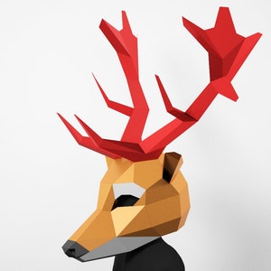 DIY Hirsch Maske: Low Poly 3D Papercraft Kostüm (PDF Muster)