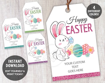 Wishing You An Eggcellent Easter Personalized Easter Gift Labels or Tags 3 Sizes Bold Cursive Lettering Easter Stickers