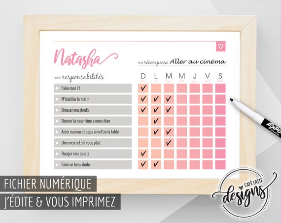 Tableau Des Responsabilites A Imprimer Tableau Recompense Etsy