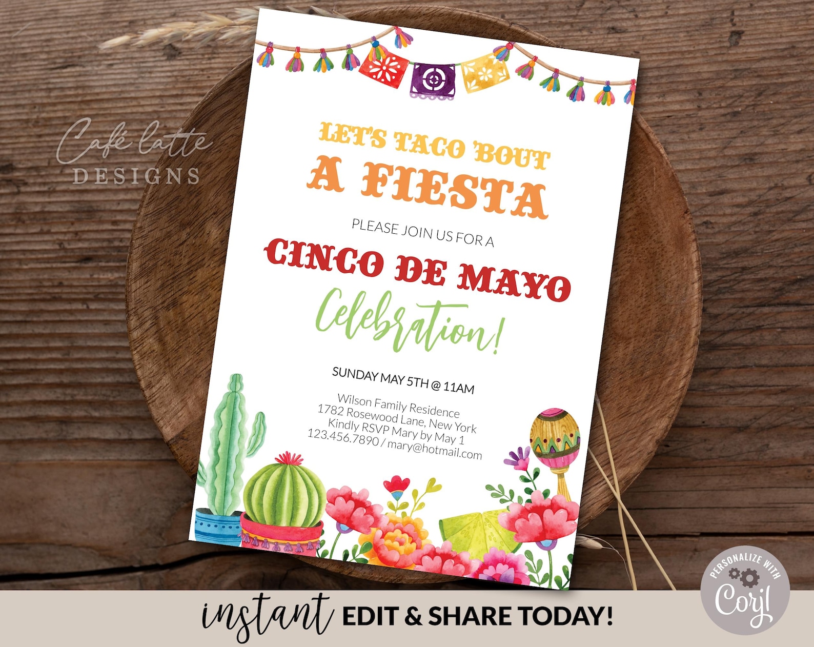 Cinco De Mayo Fiesta Invitation Editable Printable, Lets Taco Bout ...