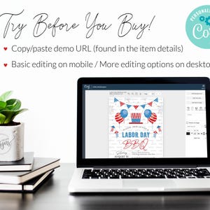 Labor Day BBQ invitation editable template, Printable summer BBQ invitation, Personalized custom invite for Labor Day, Red white and blue invitation card, Party in the USA Digital invitation email text message, Labor Day Pool Party, DIY