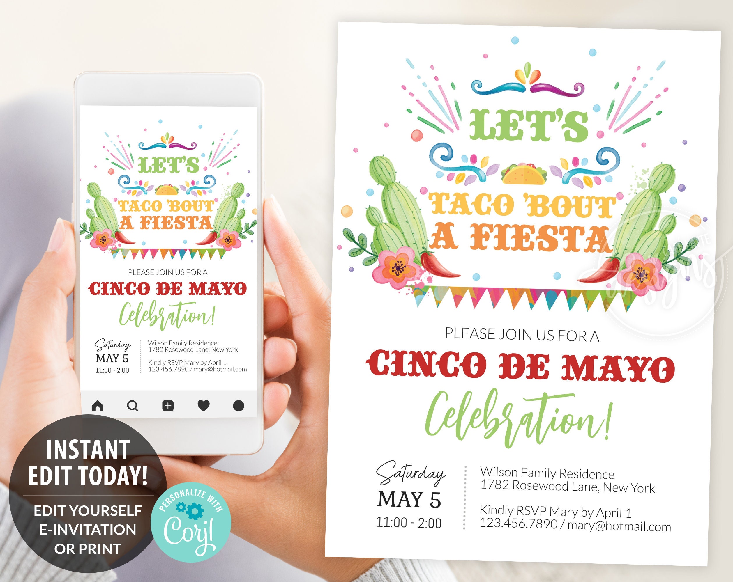Cinco De Mayo Fiesta Invitation Editable Printable Let's - Etsy