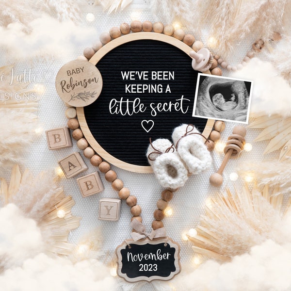 Pregnancy Announcement Digital, Pregnancy Announcement Template For Social Media, Neutral Boho Baby Reveal Hot Air Balloon, Editable DIY