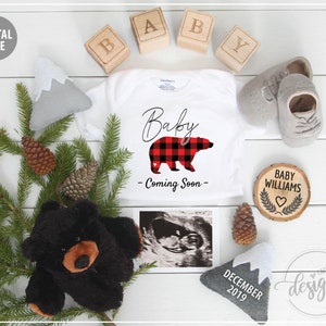 WOODLAND Pregnancy Announcement, Baby Bear Announcement Greatest Adventure, Personalized Social Media Digital Winter Baby Reveal Ideas