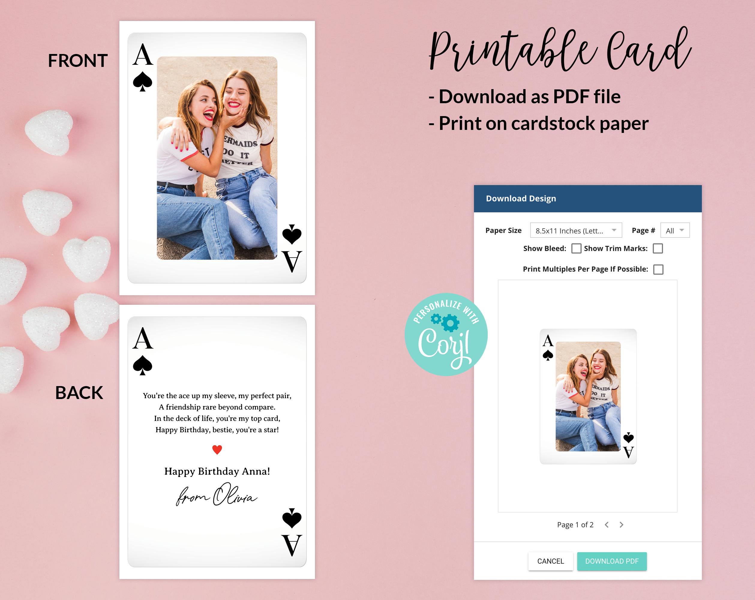 Best Friend Birthday Card Editable Template Printable, Custom Bestie ...