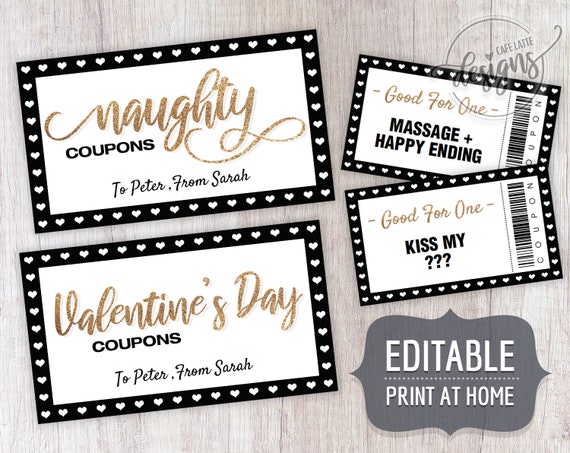 Sexy Naughty Coupons, Valentine's Love Sex Coupons Editable, Gifts for ...