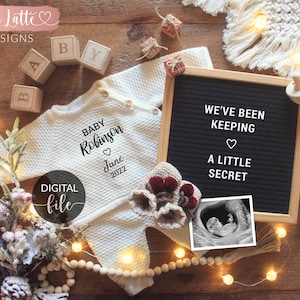 Digital Christmas Boho Pregnancy Announcement for Social Media, One More Reason to be Merry, Every Good and Perfect Gift Comes From Above