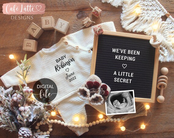 Digital Christmas Boho Pregnancy Announcement for Social Media, One More Reason to be Merry, Every Good and Perfect Gift Comes From Above Il_570xn