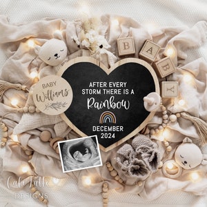 IVF regenboog zwangerschap aankondiging, digitale zwangerschap aankondiging, Rainbow baby aankondiging digitaal, Instant Download, bewerkbare sjabloon