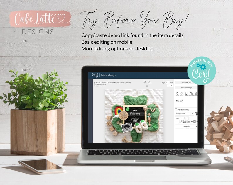St Patricks Digital Pregnancy Announcement Social Media, St Patricks Rainbow Baby Announcement Lucky Charm Letterboard Editable Template DIY image 3