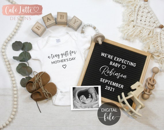 Digital Pregnancy Announcement Social Media, Mothers Day Baby Boho Gender Neutral Printable Reveal, Guess What, Keeping a Little Secret Il_570xn