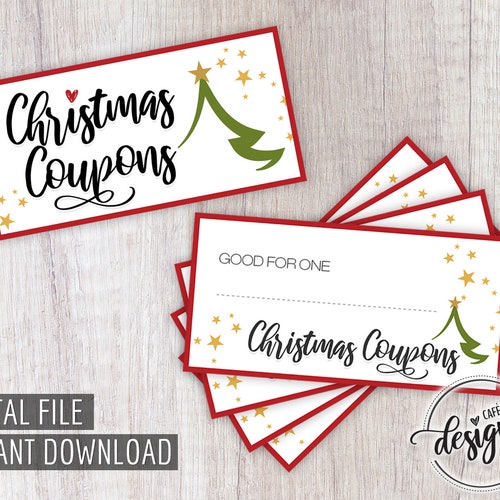 Blank Christmas Coupons Printable Instant Download Last - Etsy