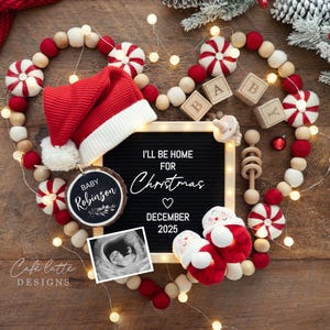 Anuncio digital de embarazo navideño, plantilla digital de anuncio de bebé navideño para redes sociales, hogar para Navidad, descarga instantánea