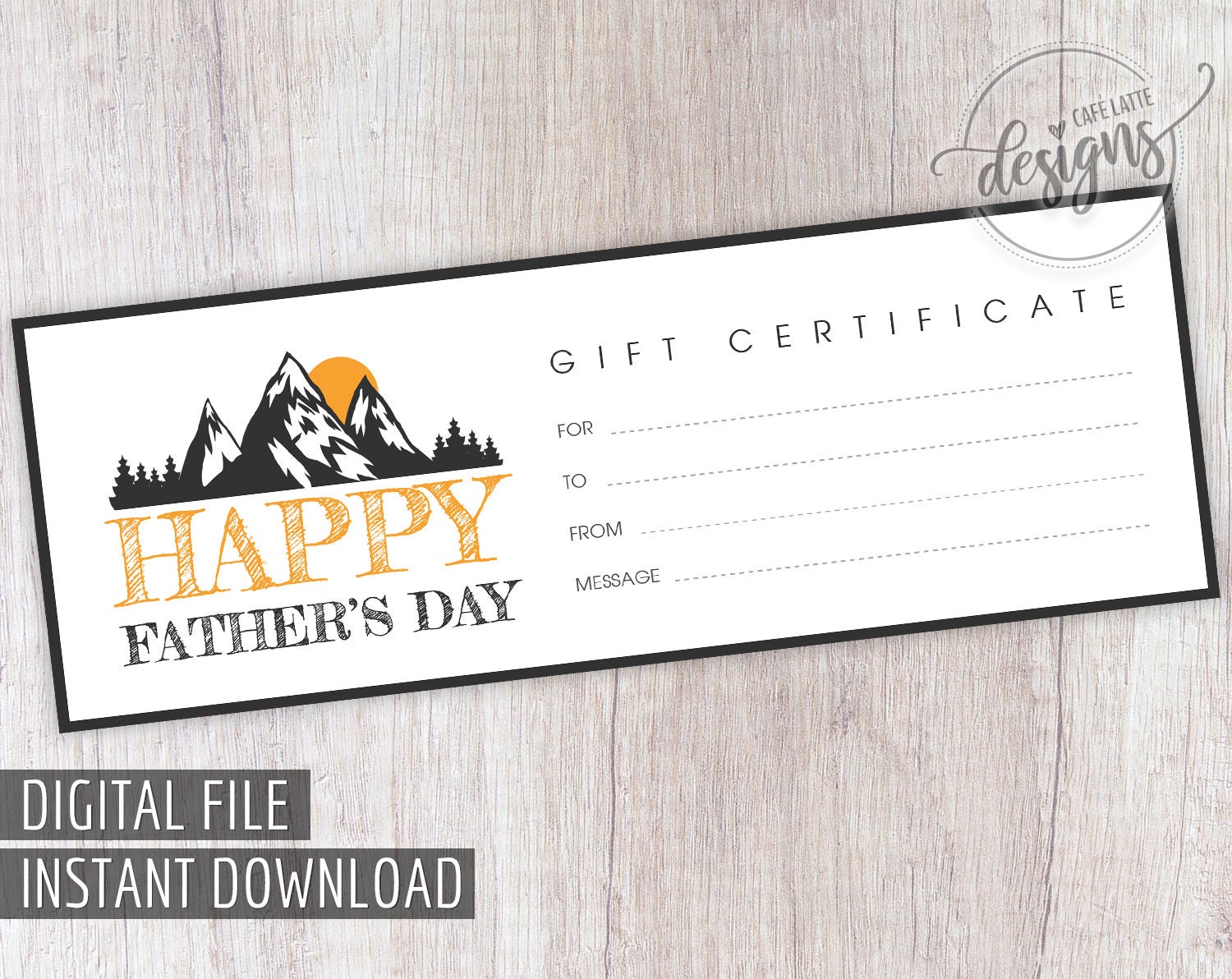 FATHER'S DAY Gift Certificate Nature Hiking Printable - Etsy