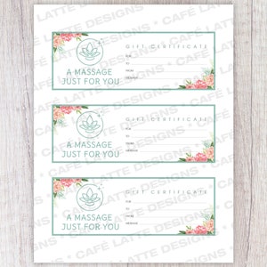 Massage Gift Certificate, Birthday Gift Certificate Printable, Gift Coupon, Anniversary Gift Instant Download, Gift Card Idea for Mom Dad image 2