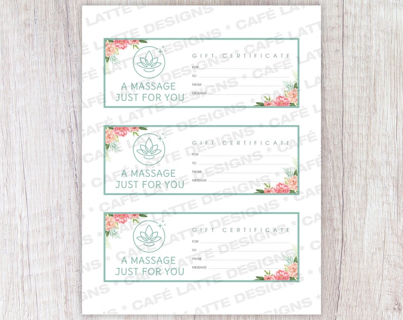 Massage Gift Certificate, Birthday Gift Certificate Printable, Gift Coupon, Anniversary Gift Instant Download, Gift Card Idea for Mom Dad image 2