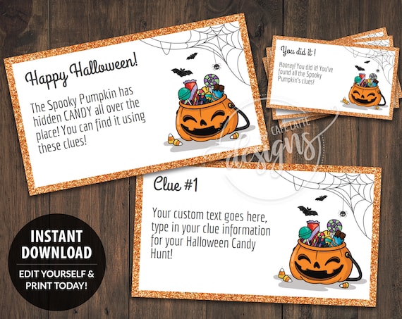Halloween Treasure Hunt Clues Editable Scavenger Hunt Clue Cards Halloween Treasure Hunt Clues Editable Scavenger Hunt Clue Cards