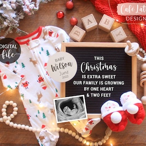 Digital Christmas Pregnancy Announcement Social Media, Tiny Gift for Christmas, The More The Merrier, One More Reason to be Merry Santa baby