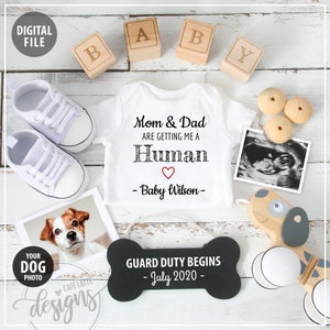 Dog Theme Baby Announcement, Pregnancy Announcement Mom & Dad Getting Me A Human, Personalized Social Media Reveal Idea Facebook Instagram