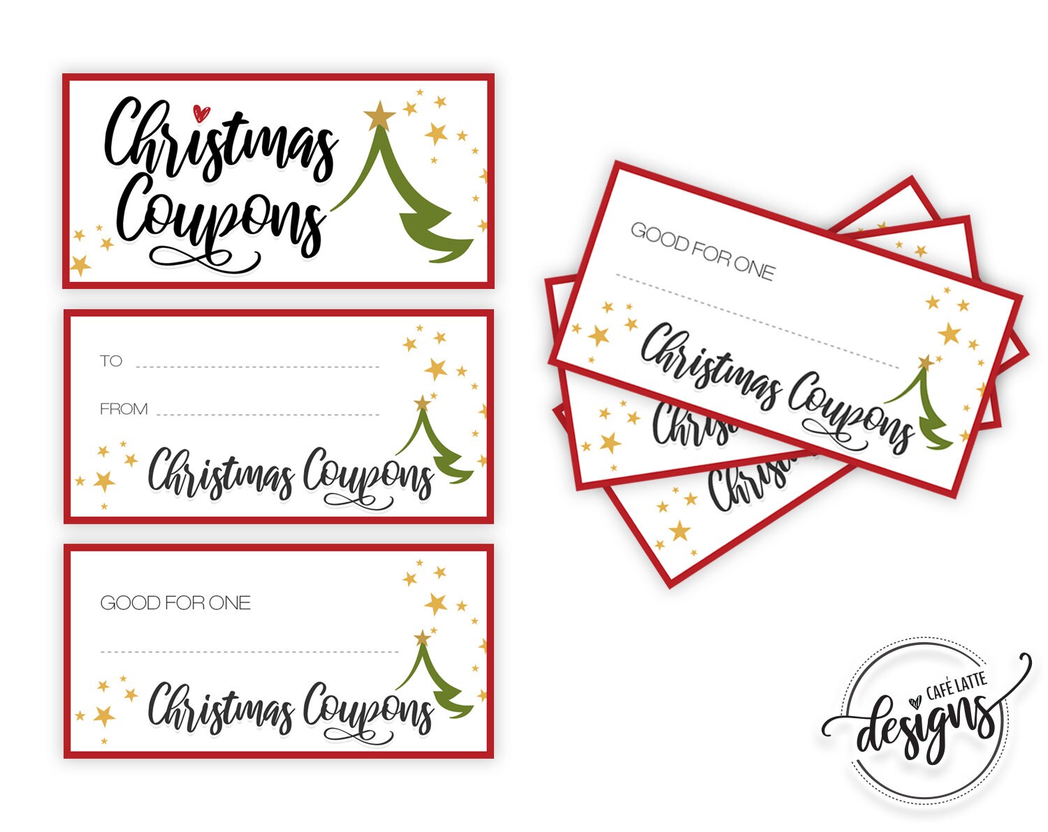 Blank Christmas Coupons Printable Instant Download Last Etsy