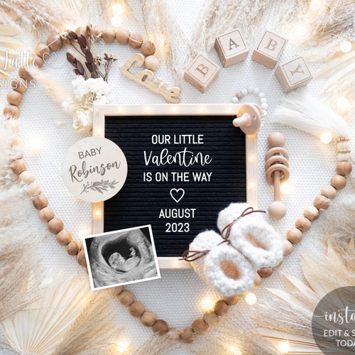 Valentine's Day Baby Announcement Digital This Etsy